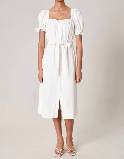 SUGARLIPS Hamptons Linen Dress In White