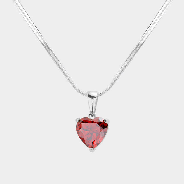 FASHNZFAB Heart Pendant Necklace Pink One Size 5