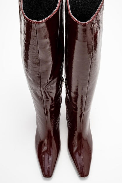 Forever & Always Shoes Velencia Leather Knee High Boot Brown US 9.5 4