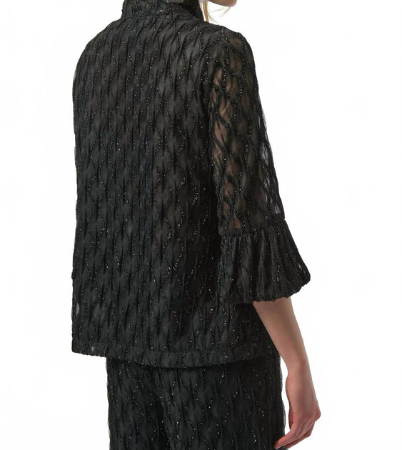 Joseph Ribkoff Cascade Print Trapeze Jacket Grey US 10 3