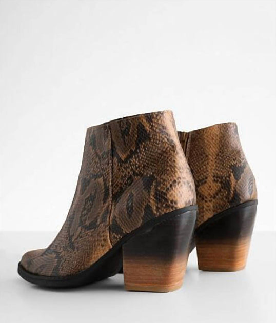 Very G 2 Tone Snake Print Bootie Brown US 6 4