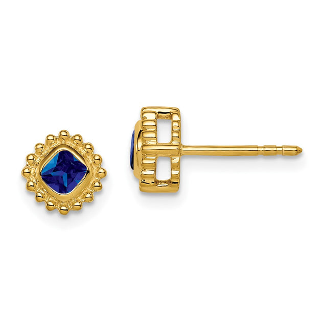 Diamond2Deal Cushion Sapphire Stud Earrings Blue 2