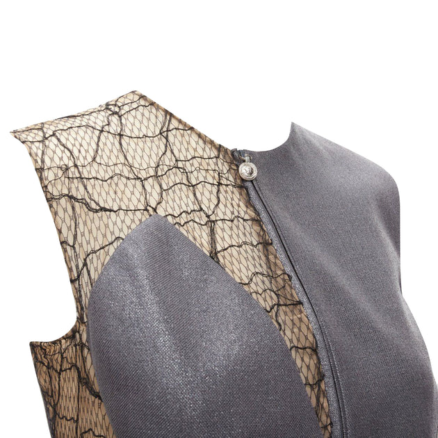 Gianni Versace Vintage Runway Grey Lace Mesh Pantsuit IT38 3