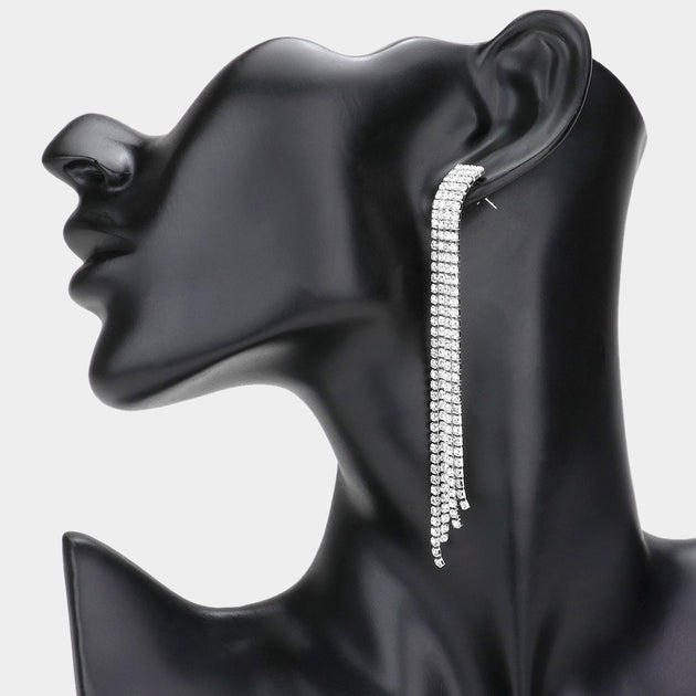 FASHNZFAB Linear Dangle Earrings Silver 2