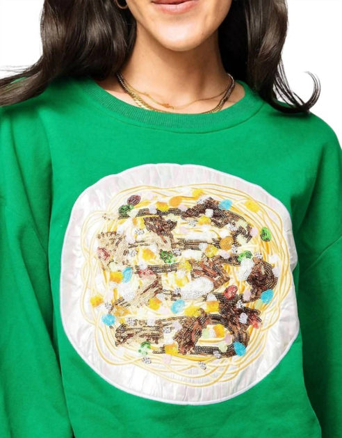 QUEEN OF SPARKLES Elf Spaghetti Sweatshirt Green XSmall 4