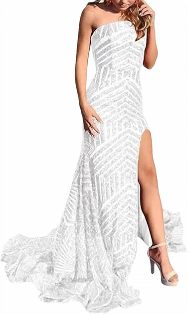 Jovani Sequin Mermaid Prom Dress White US 4 2