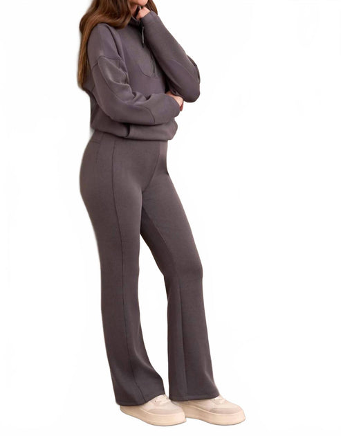 TRIBAL Techno Lux Rib Pull-On Flare Leg Pants Grey XSmall 5