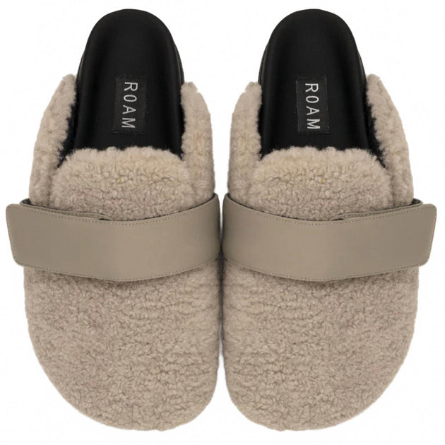 ROAM Fuzzy Loafer Mule Beige US 8 3