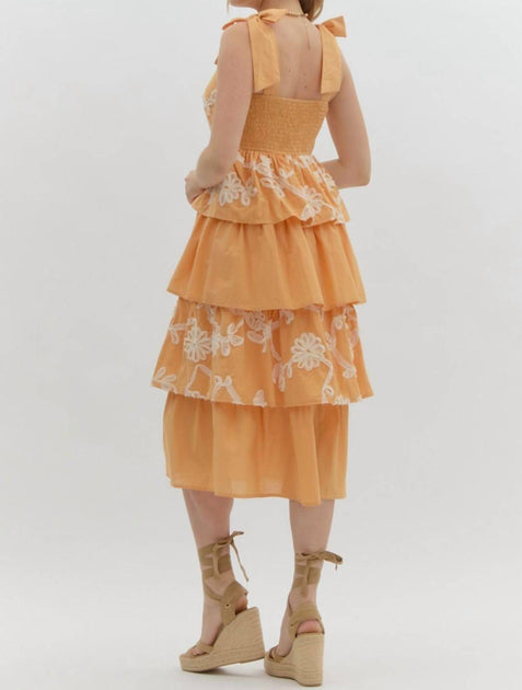 entro Ruffle Floral Tiered Maxi Dress Pink Large 3