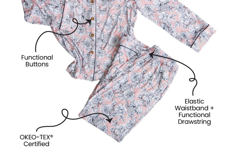 Laree + Co. Allie Floral Bamboo Lounge Set Pink XLarge 3