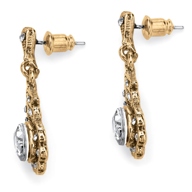 Palm Simulated Birthstone Goldtone Drop Earrings Green 3