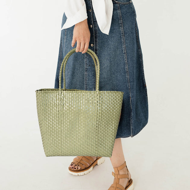 FASHNZFAB Basket Weave Tote Bag Yellow One Size 3