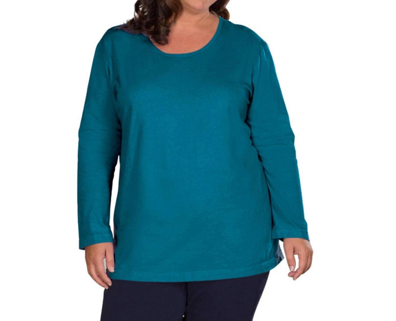 On The Plus Side Jersey Long Sleeve U-Neck Tee Blue 5X 2