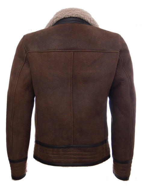 Infinity Herren Retro Pilot Schafleder Bikerjacke - Bogota Braun, XL 4