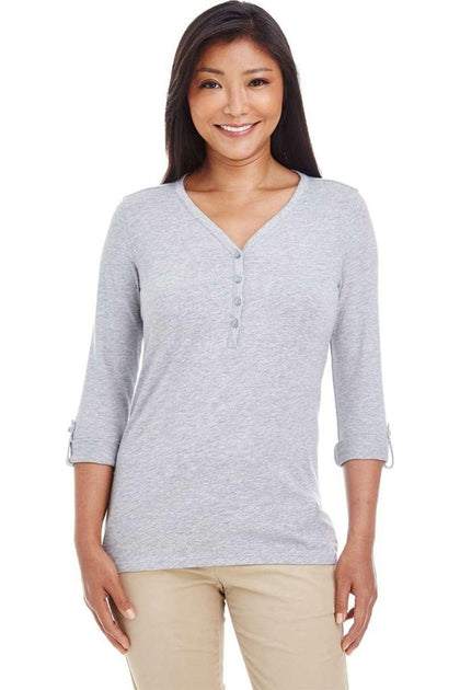 Devon & Jones Perfect Fit Y-Placket Knit Top Grey Large 3