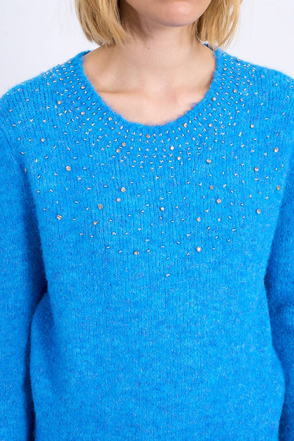 Lili Sidonio Sequin Knit Sweater Blue Small 4