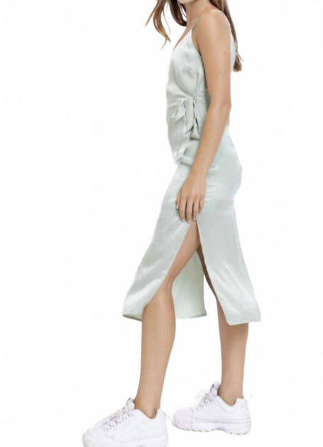 LE LIS Bust Wrapped And Tie Satin Midi Dress Vert Medium 3