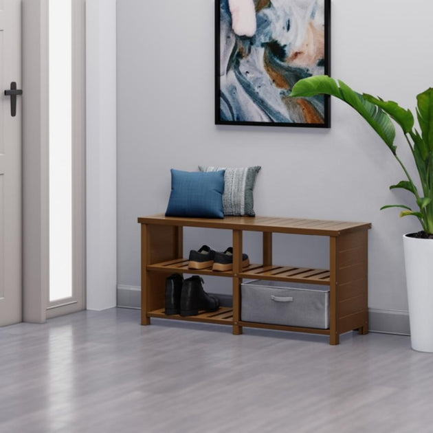 Hivvago Bench 2-Tier Shoe Storage Teak 3