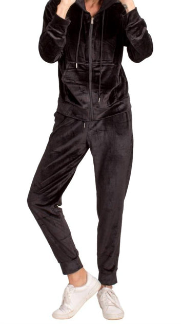 GIGI MODA Velour Tracksuit Set Black L/XL 4