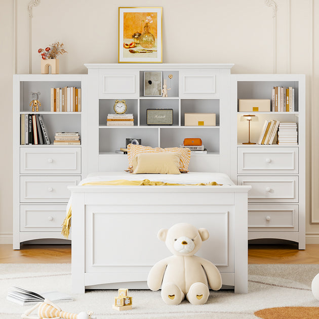 Streamdale Twin White Wood Platform Bed 3