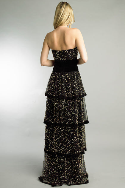 Basix Black Label Tiered Evening Gown Multi US 6 3