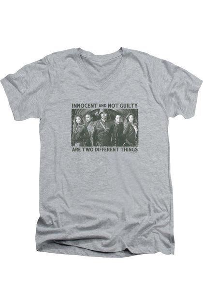 Gildan Arrow Not Guilty V Neck T-Shirt Grey Small 2