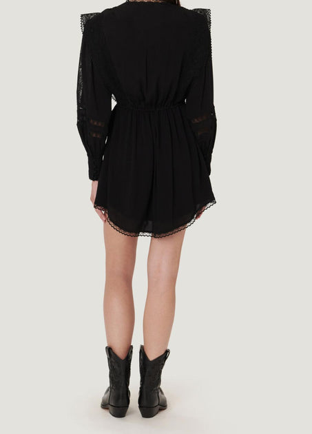 IRO Cassie V-Neck Mini Dress Black EU 34 3