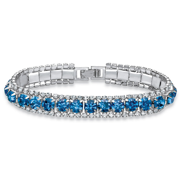 Palm Birthstone Silvertone Tennis Bracelet Red One Size 2