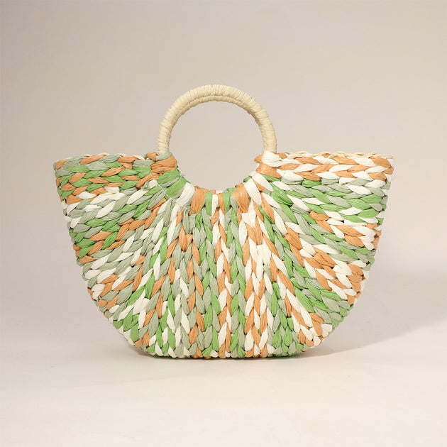 FASHNZFAB Handwoven Straw Handbag Multi One Size 2