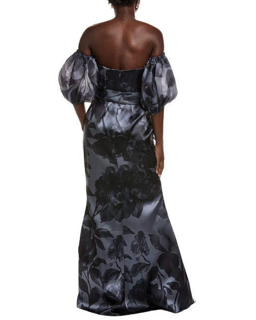 Rene Ruiz Printed Mikado Gown Black US 2 3