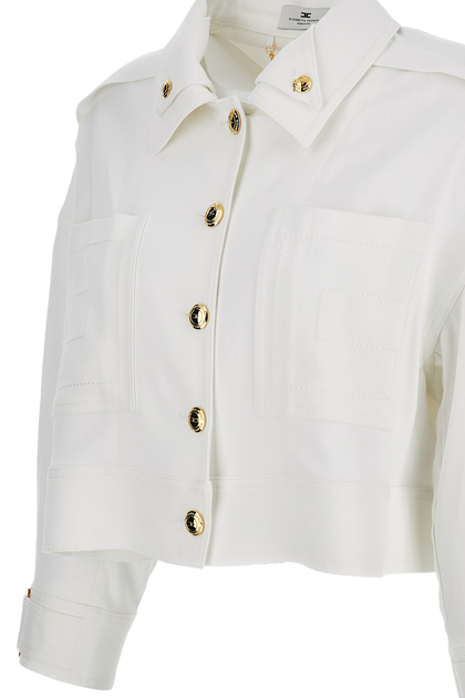 Elisabetta Franchi Cropped Jacket White EU 42 4
