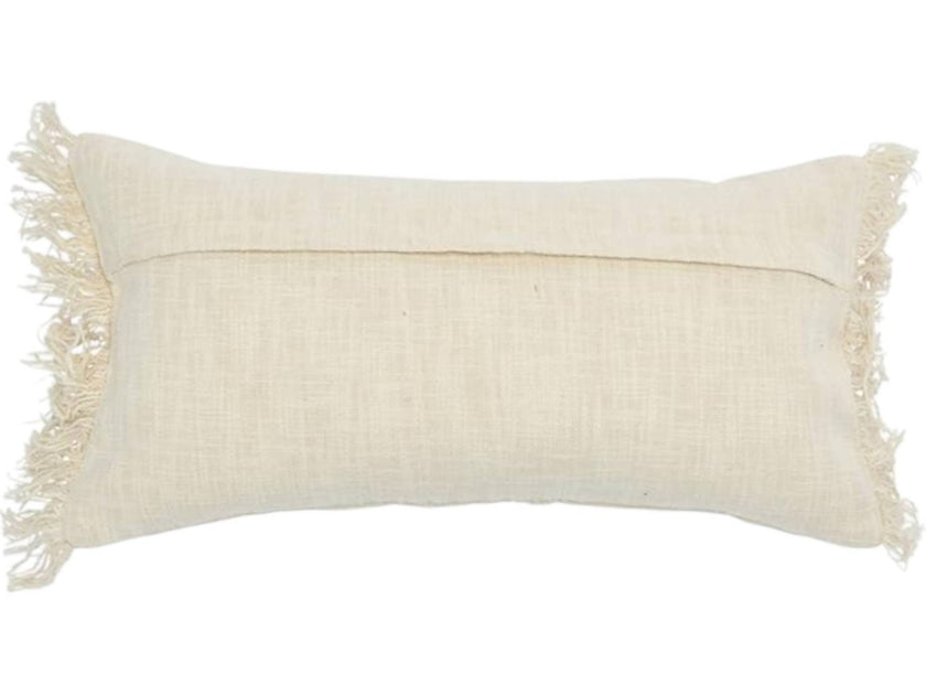 Creative Labs Embroidered Lumbar Pillow Cream 24x12 3