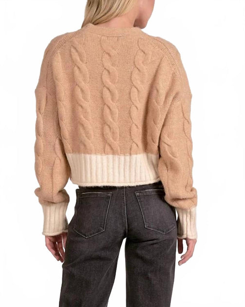 ELAN V-Neck Button Front Sweater Beige Medium 3
