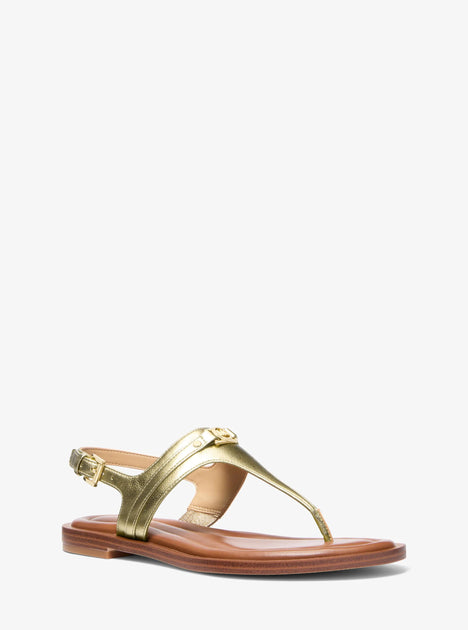 Michael Kors Mandy T-Strap Sandal Gold US 5.5 2