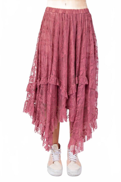 Easel Alana Lace Maxi Skirt Pink Medium 4