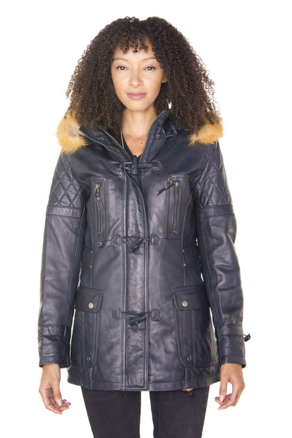 Infinity Women Quilted Leather Parka Brown XXL 2