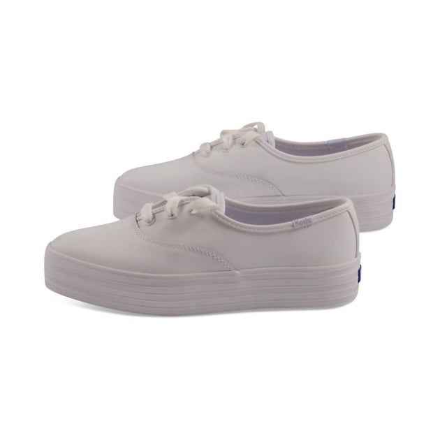 Keds Triple Decker Donna - Sneaker Slip-on Con Plateau 2,5 Cm, Tela Bianca Ricamata A Fiori
