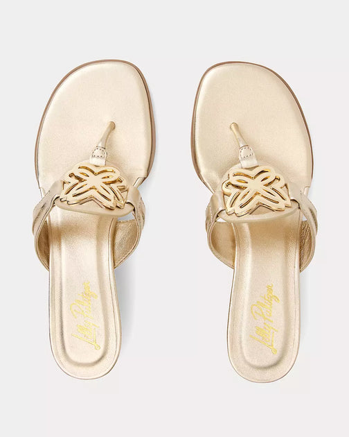 Lilly Pulitzer The Lilly Wedge Sandal Gold US 8 4