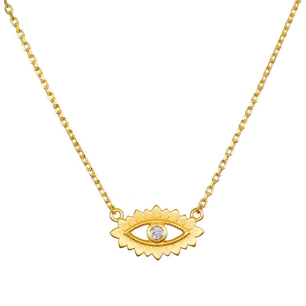 Satya Jewelry Ignite Intuition White Topaz Evil Eye Necklace Silver 2