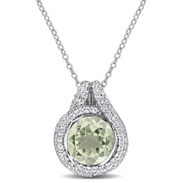 Mimi & Max Prasiolite Topaz Pendant Sterling Silver Blue 17in 2