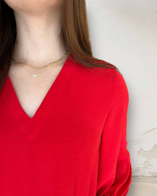 Ivy Jane Deep V-Neck Dress Red Small 3