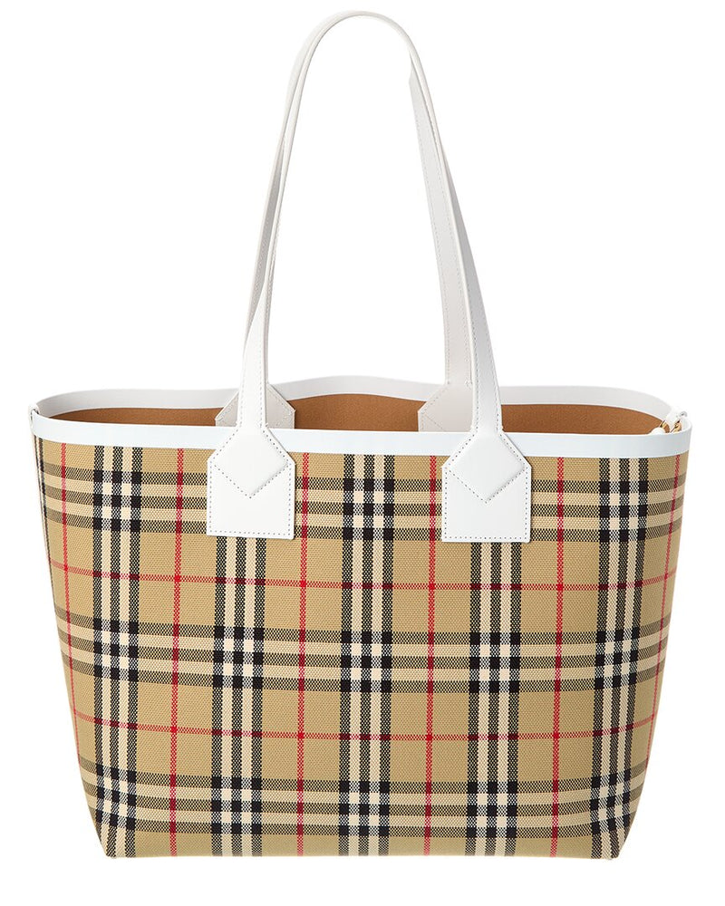 Burberry London Medium Check Canvas & Leather Tote | ShopSimon
