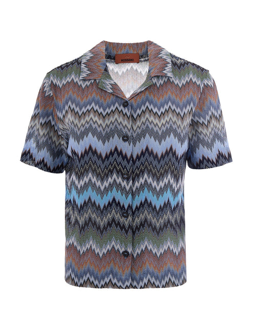 Missoni Chevron Viscose Bowling Shirt Grey Medium 2