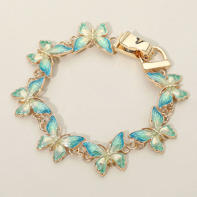 FASHNZFAB Butterfly Link Magnetic Bracelet Green One Size 3