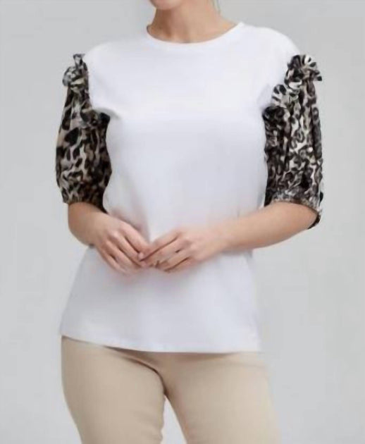 Alberto Makali Tee Animal Print Sleeves White Medium 3