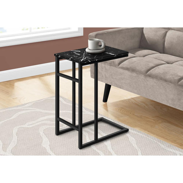 Monarch Accent Table C-Shaped Black Marble 3