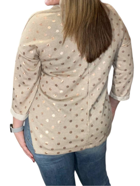 honeyme Dot Tunic Top Beige 3X 4
