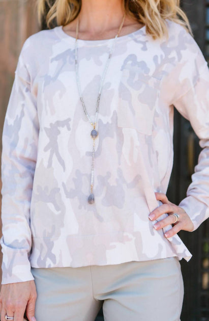Sanctuary Charming Camo Sweater White Medium 2