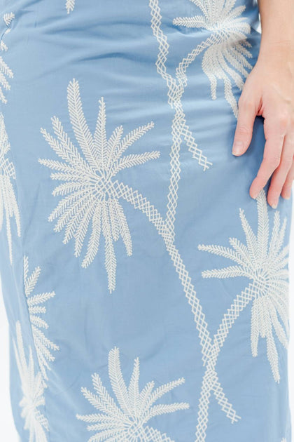 Arose Studio Embroidered Halter Maxi Dress Blue Medium 4