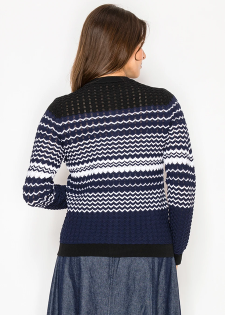 Yal New York Knit Button Cardigan Navy/Blue Small 3